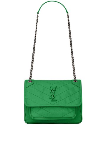 Saint Laurent - Niki monogram-plaque shoulder bag - women - CALFSKIN/Brass - One Size - Green