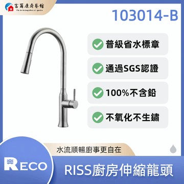 【富爾康】免運•美國 RECO RISS-廚房伸縮龍頭 103014-B｜省水標章｜SGS認證｜不含鉛｜不氧化不生鏽