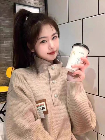 毛衣衫美式復古polo領套頭加厚女設計感小眾寬松上衣秋冬季新款