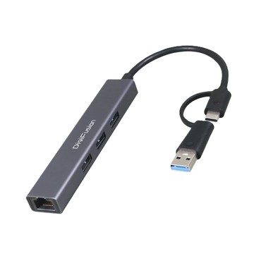 伽利略 USB3 TYPE C+A 3埠 HUB+GIGA LAN