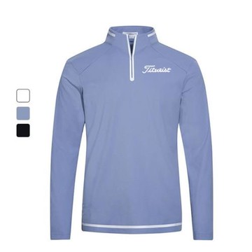 高爾夫春秋季男裝長袖立領T恤高彈運動休閑簡約半拉鏈黑白藍紅