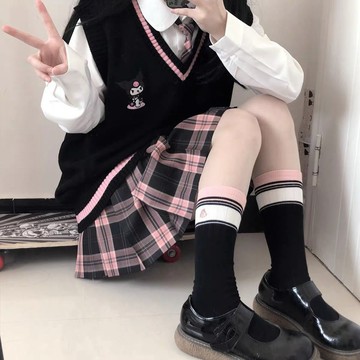 【日系可愛學院風】JK針織馬甲背心 寬鬆套頭卡通毛衣 甜美兩件套 單件 日系外搭背心 馬甲背心 馬甲背心上衣