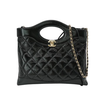 Chanel 31 Bag 油蠟羊皮淡金雙鍊手提斜背包-大