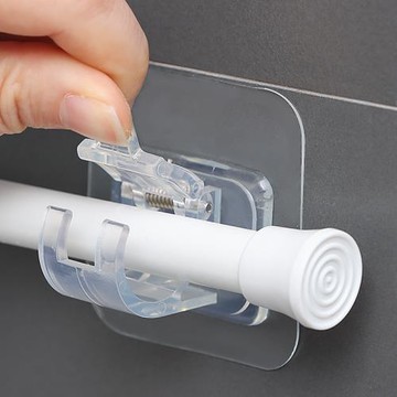 日本粘貼式掛鉤浴室毛巾桿伸縮桿固定神器免打孔桿座門窗簾桿夾子