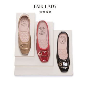 FAIR LADY 娃娃鞋 【我的旅行日記 精緻方釦軟漆皮增高平底鞋 】 上班鞋 通勤鞋 平底鞋 女鞋 (503042)