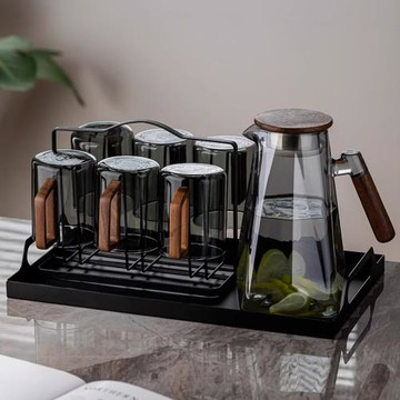 水杯套裝輕奢家用客廳杯子套裝喬遷新居杯具套裝待客茶杯玻璃水壺