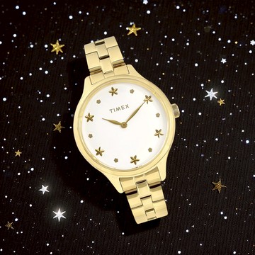 TIMEX 天美時 / TXTW2V23300 / 簡約風格 星光女孩 礦石強化玻璃 不鏽鋼手錶 白x鍍金 36mm