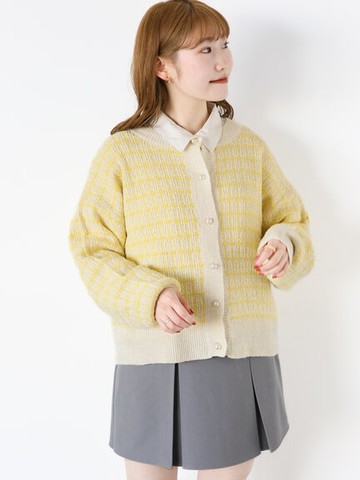 金蔥混紡花呢編織圓領排釦開襟罩衫(FF41L2D1580) - ehka sopo