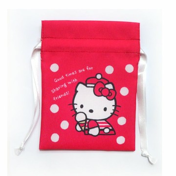 asdfkitty*日本製 KITTY 50週年紀念 迷你束口袋-紅水玉-收納袋 置物袋 禮物袋-日本正版商品