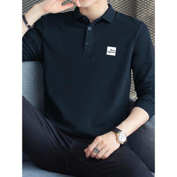 長袖t恤男裝商務翻領保羅polo衫男潮流秋季有領上衣服內搭打底衫