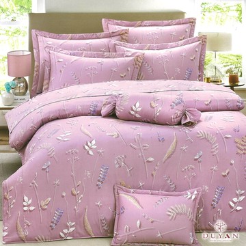 【DUYAN 竹漾】40支精梳棉雙人加大六件式床罩組 / 粉櫻沐葉 台灣製