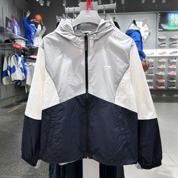 李寧外套男款2024春季新款男子防曬寬松運動風衣連帽開衫AFDU363