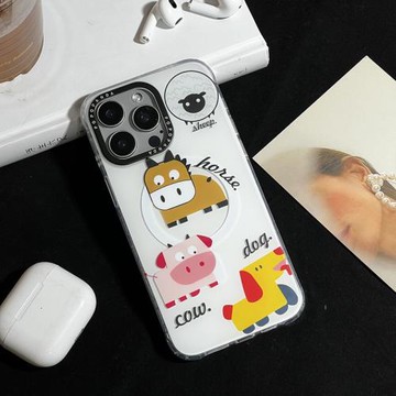 原創牛馬熊貓適用蘋果16promax磁吸MagSafe羊15pro手機殼卡通可愛狗IPHONE14雙層覆膜不掉色保護套防摔