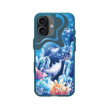 iPhone 17 Clear (相機按鈕) 夜幕藍 - Ocean Collection: Let's Sea 海洋系列：一路向海 - 海底花花世界（魟魚）