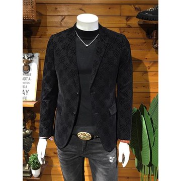 歐洲站2025春季新款植絨商務休閑西裝男青年韓版修身西服單西外套