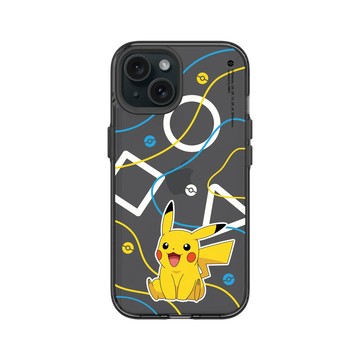 iPhone 15 Clear 酷墨灰 - 寶可夢 Pokemon - 幾何系列-皮卡丘