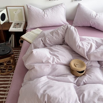 A類母嬰級床包組 日式無印風床包組 色織全棉水洗棉床包組 四件套 親膚裸睡 純棉100棉床包組 被套