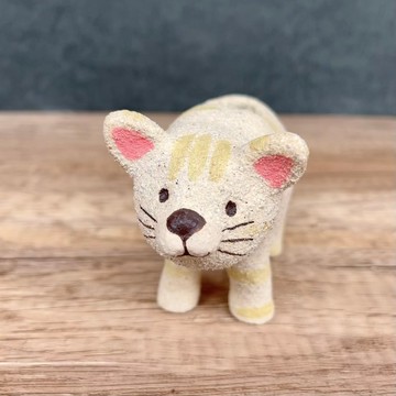 A Lu 小貓陶花器及陶花朶/擺飾/禮物 進口高砂陶土 原創手作手繪