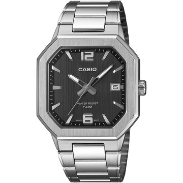 CASIO 卡西歐 八角日期指針手錶-黑x銀 不鏽鋼帶 考試錶 學生錶 送禮 禮物 推薦(MTP-B195D-1AV)