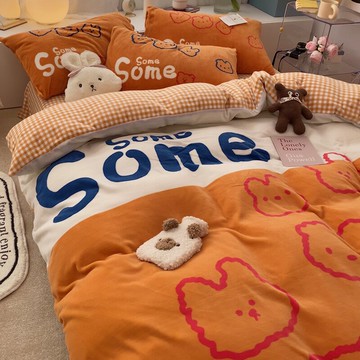 冬季加厚法蘭珊瑚絨床上四件套雙面加絨床品法萊牛奶絨面床單被套