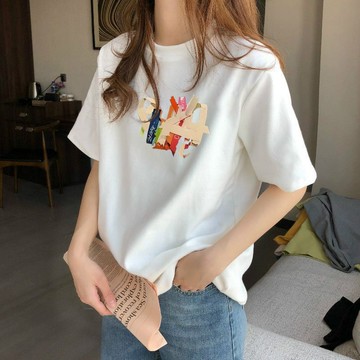 台灣出貨 大碼女裝 純棉短袖 黑色短袖女 t恤女 夏季上衣 美式短袖 寬鬆遮肚短袖 半袖上衣 正肩上衣 設計感短袖