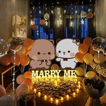 台灣發貨 一二布布場景佈置 一二布布求婚室內佈置 求婚訂婚場景佈置 活動背版 kt板佈置 浪漫風客廳表白場景裝飾全套