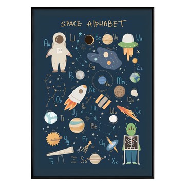 太空字母表 木框  40 x 30cm  木色