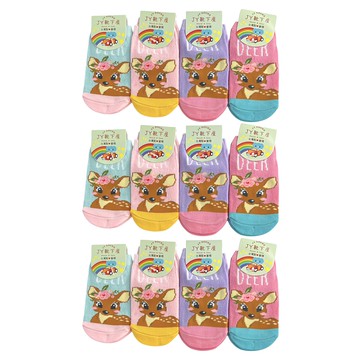 JY SOCKS 靴下屋 兒童款直版襪 台灣製造 12雙入  11~14cm 1~3歲  玫瑰鹿 多色