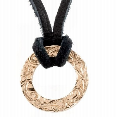 ハワイアンジュエリー メンズ ネックレス トップ イエローゴールドk10 リング 革ひも 10金 輪っか リングネックレス キーリングネックレス 男性 ホワイトデー 通販 Lineポイント最大get Lineショッピング