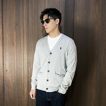 美國百分百【全新真品】Ralph Lauren 針織衫 V領 RL POLO 小馬 長袖罩衫 灰色 CV16