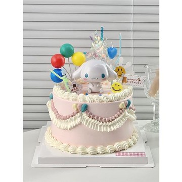 玉桂狗大耳狗蛋糕裝飾擺件發光可愛小狗女孩女生生日插件ins插牌