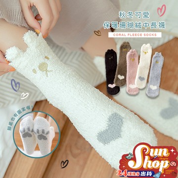 🌞隔日到貨🌞秋冬可愛保暖珊瑚絨中長襪 棉襪 珊瑚絨 冬天 保暖 可愛襪 純色 長襪 包色 中筒襪 多色挑選 可愛襪