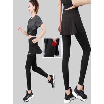 網球羽毛球服運動褲裙女春夏高腰速干緊身跑步健身瑜珈褲有袋長褲