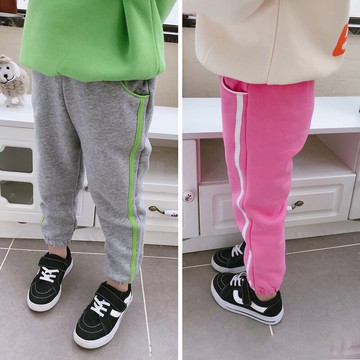 冬季新款 中小童簡約寬松側拉條運動褲 男女童舒適百搭休閑褲1入
