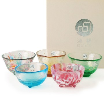 [豐名日本餐具] 2.0"琉璃杯 五入組合色 津輕 / G02CU1-3