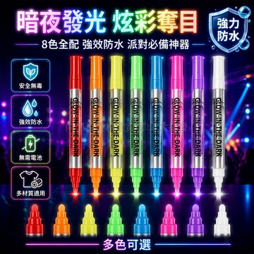 桃園出貨✨ 夜光人體彩繪筆 可水洗臉部兒童身體舞台應援妝畫筆8色套裝帶紫燈