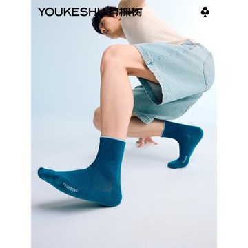 【散熱網眼】有棵樹襪子男士夏季薄款中筒透氣抗菌吸汗半中筒棉襪