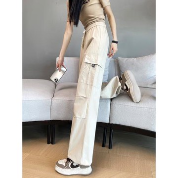 工裝褲女春秋高腰2025年新款美式登山運動褲高街休閑直筒闊腿褲子