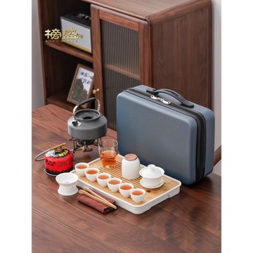 戶外旅行茶具套裝便攜包功夫車載野外露營帶燒水爐收納泡茶壺裝備