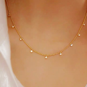 『快速出貨9折』新年送禮❤️【CReAM】Belen九顆亮鑽飾CZ鋯石圓珠金色女項鍊 #禮盒 #浪漫送禮 #生日禮盒 #情人禮物 #生日禮物