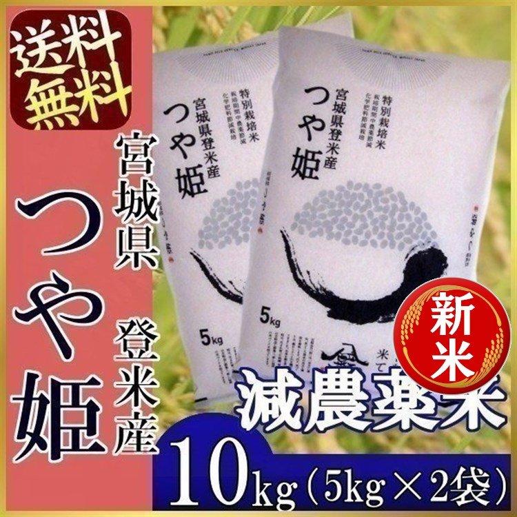 米 10kg 送料無料 つや姫  お米 10kg (5kg×2袋) 減農薬米 つや姫 宮城県産 安い おいしい ご飯 白米 うるち 精白米 5キロ×2袋 赤ちゃん 離乳食