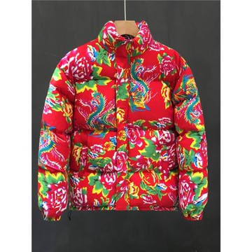 東北大花棉襖男冬季加厚潮牌復古紅色棉服保暖過年喜慶棉衣面包服