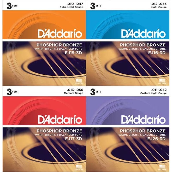 D'addario アコースティック弦 Phosphor Bronze 3セットパック