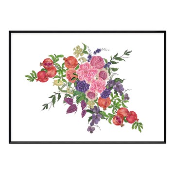 春暖花開 花卉水果靜物裝飾畫  42 x 59.4cm  黑框