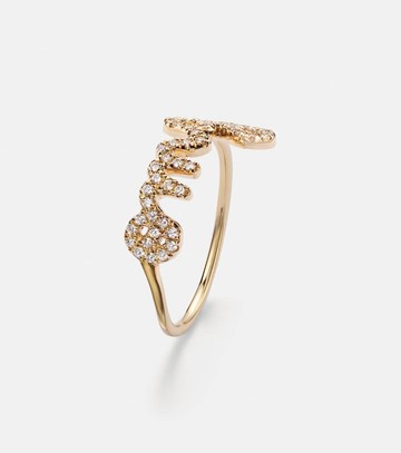 Sydney Evan Omg Script 14kt gold ring with diamonds