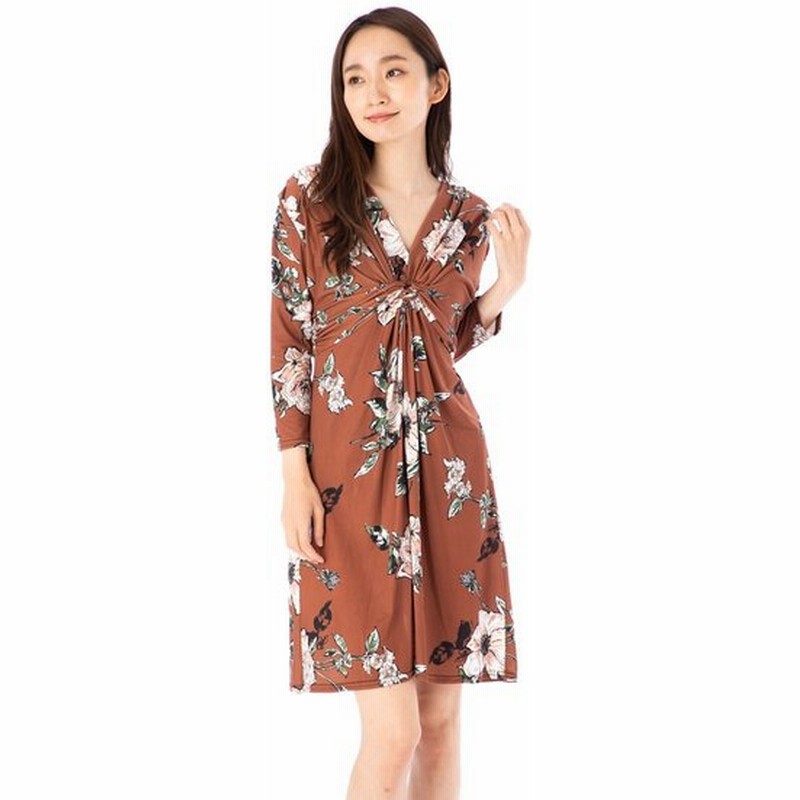 フィフィーユ Fifilles ワンピース T1 T2 T3サイズ 七部袖 膝丈 花柄 Vネック ジャージー 大人ワンピース レディース 上品 通販 Lineポイント最大get Lineショッピング