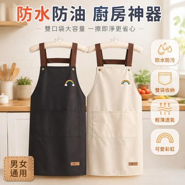 防水圍裙 廚房防油圍裙 薄款透氣圍裙 男女通用工作圍裙 居家清潔圍裙 掛脖式圍裙 背帶款圍裙