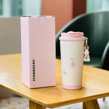 星巴克杯子2026新年禮物夏花園舞曲粉紫玫瑰小熊雙飲口吸管不鏽鋼杯子配兔兔掛件咖啡杯水杯露營杯保溫杯保冷杯生日禮物聖誕禮