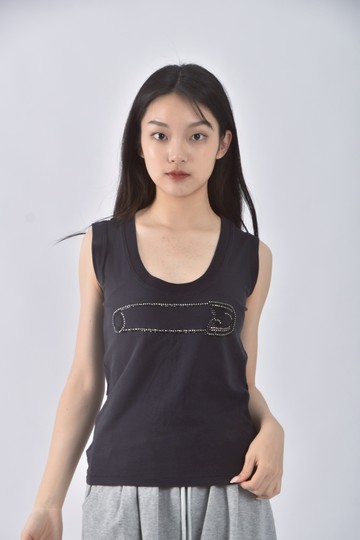 (S) moschino無袖黑色上衣