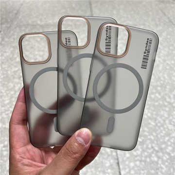 條碼高級原灰色磨砂防指紋MagSafe磁吸無線充電適用iPhone13mini迷你手機殼蘋果12mini全包硬殼透明超薄男女